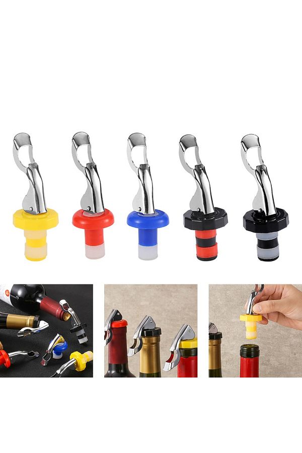 Practials-Leak-Proof Wine Stopper with Opener - Bottle Stopper 2 Pieces 1