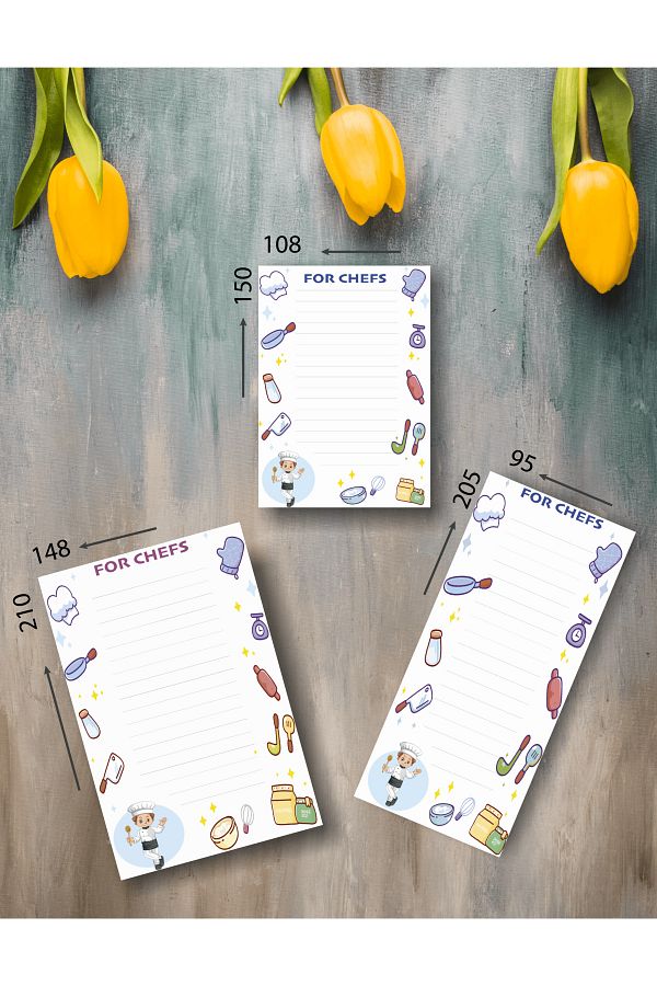 BULUT DİJİTAL-Set of 3/to Do List/ For Chefs/ 50 Sheets 1