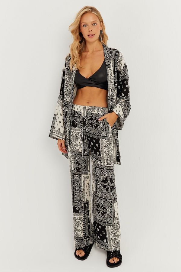 Cool & Sexy-Set kimono pentru femei cu model negru-ecru GÇ156 1