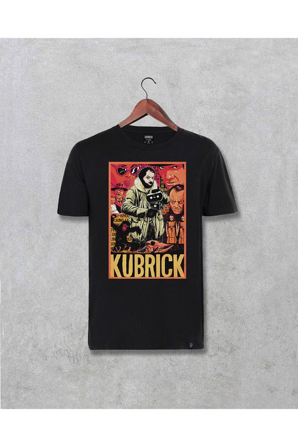 Pisa Art-Men's Black Stanley Kubrick Printed Design T-Shirt 1