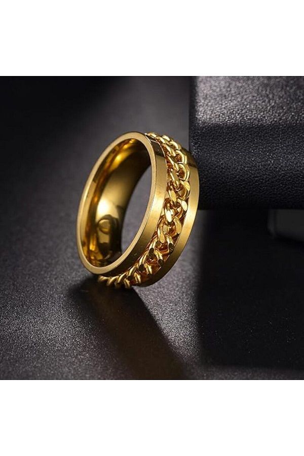 Ring with chain in middle outlet