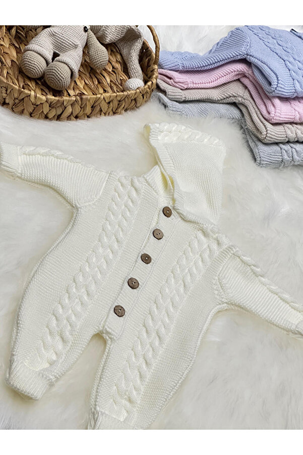 Home LİTTLELAND İKİLİ SAÇ ÖRGÜ KAPÜŞONLU TRİKO BEBEK TULUMU