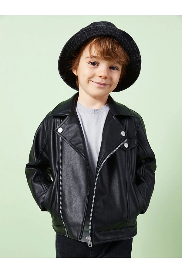 Boys leather look jacket store