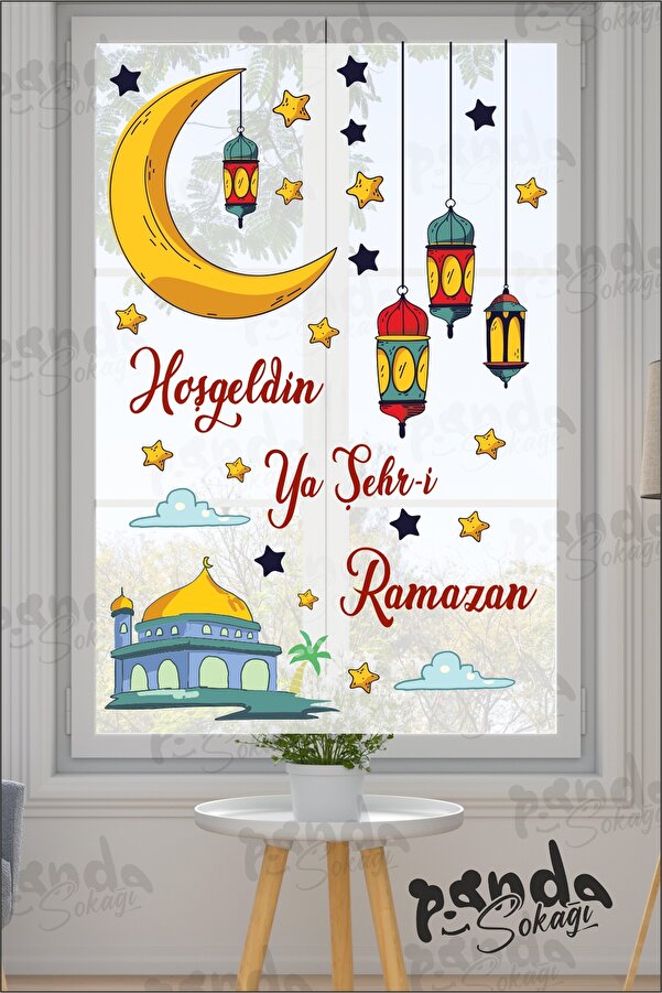 PANDA SOKAĞI Ramazan Ayı Temalı Cam Duvar Süsleri Hoşgeldin Ramazan Sticker Seti Ramazan Süsleri