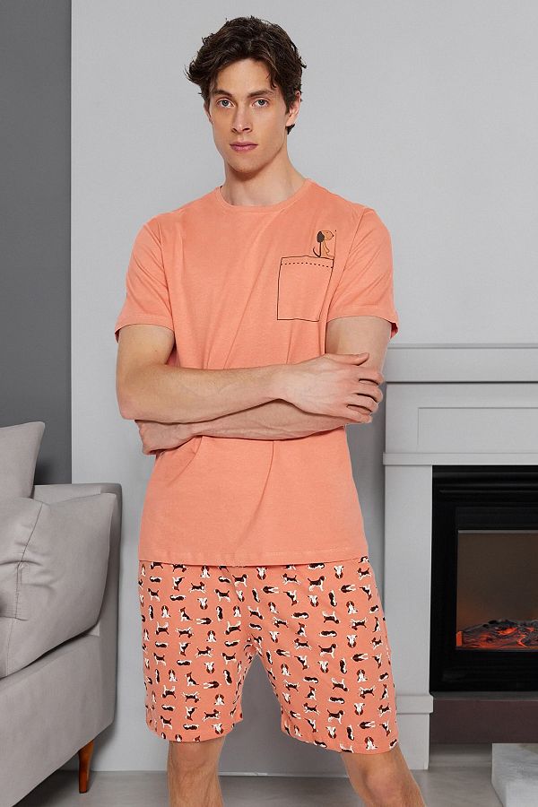 Trendyol Collection Light Dried Rose Print Detailed Shorts Pajamas Set THMSS21PT0324 Trendyol