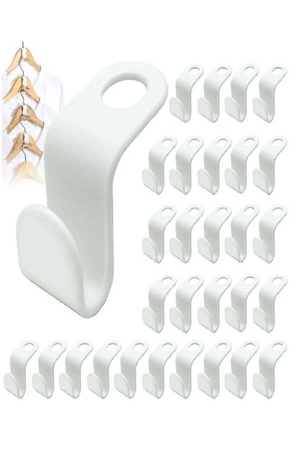 Slique-30 PCS Hanger Connector Hooks, Space Saving White Hanger Hooks 1