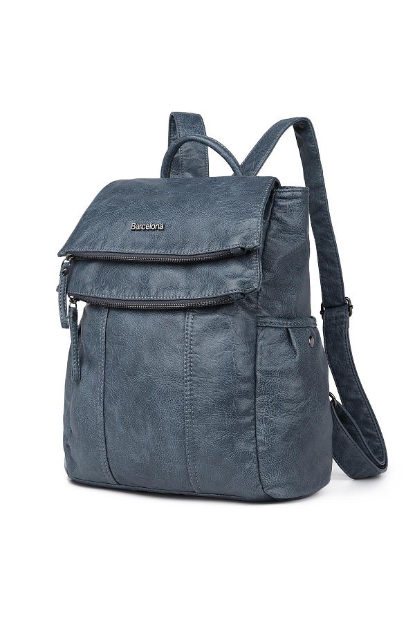 Getcho-Rucsac de damă din piele albastră spălată – impermeabil, mărime medie, compartiment pentru laptop 1