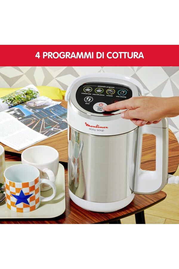 Moulinex Isıtmalı Blender - 1000W Güç, 1,2 L Kapasite, 5 Otomatik Program, Çift Duvar, Gümüş Renk