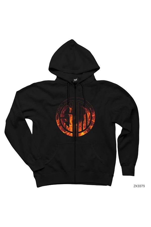 Z zepplin-Team Solomid Fire Black Zippered Hooded Sweatshirt 1