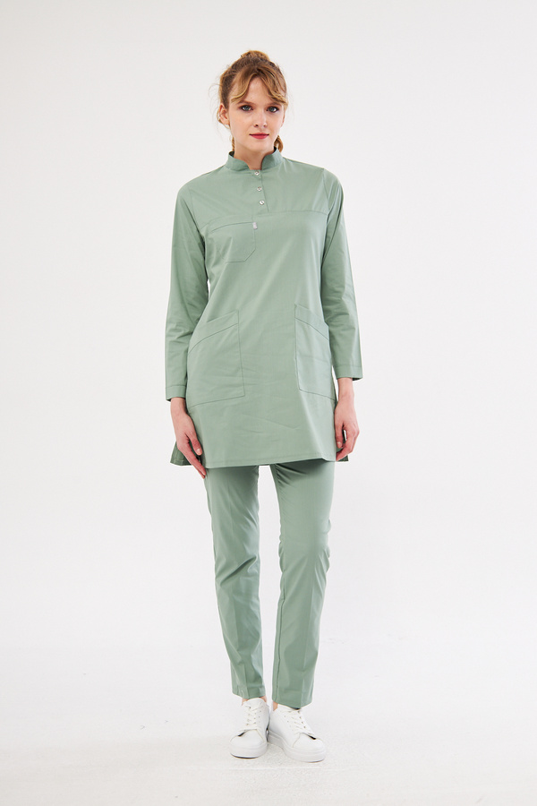 Class Üniforma-Çağla Green Lycra Hijab Γυναικεία Ιατρική Στολή - Στολή γιατρού και νοσοκόμου, χειρουργική στολή 1