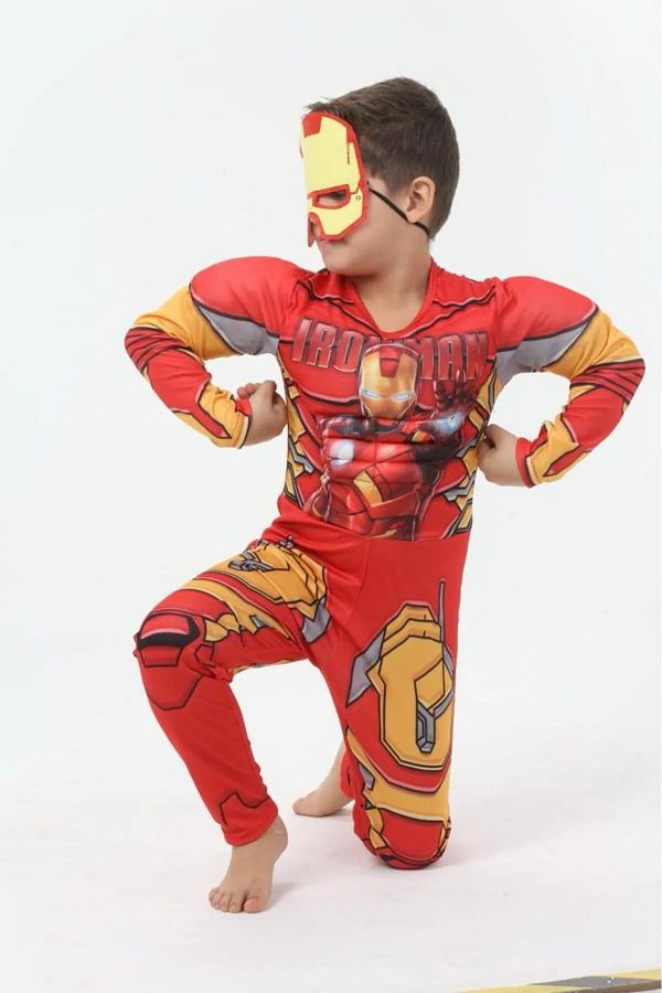 IRON MAN-Ironman Costume Kids Muscular Iron Man Party Special Day Outfit 1