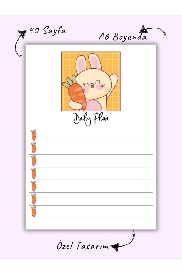 Bküp Tasarım-Kawaii Daily Planner Notebook / Memopad/ Notepad 1