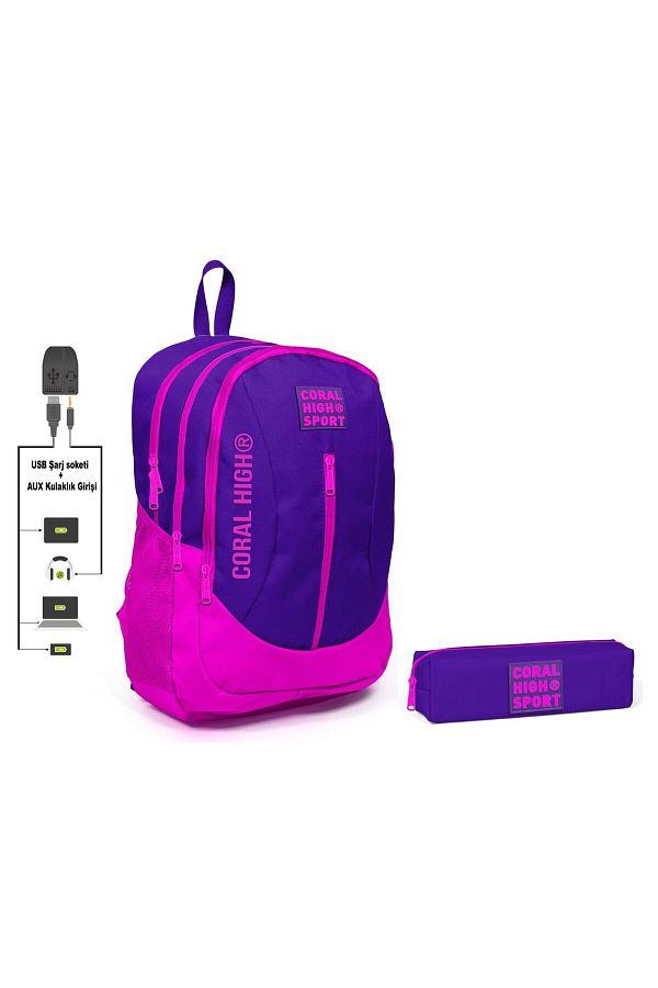 Coral High-Set rucsac și suport stilou Sport violet roz 1