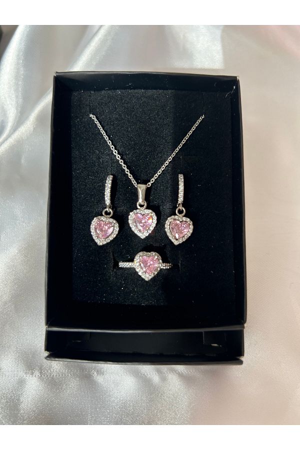 Heart necklace earring and ring set top