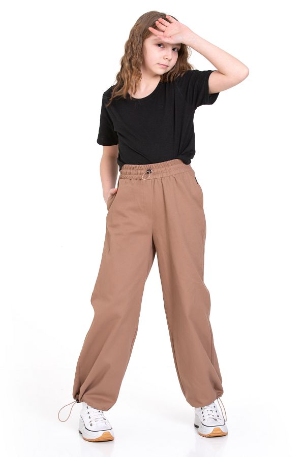 LAPINKOD-Girl's Trousers with Elastic Waist and Stoppers 1