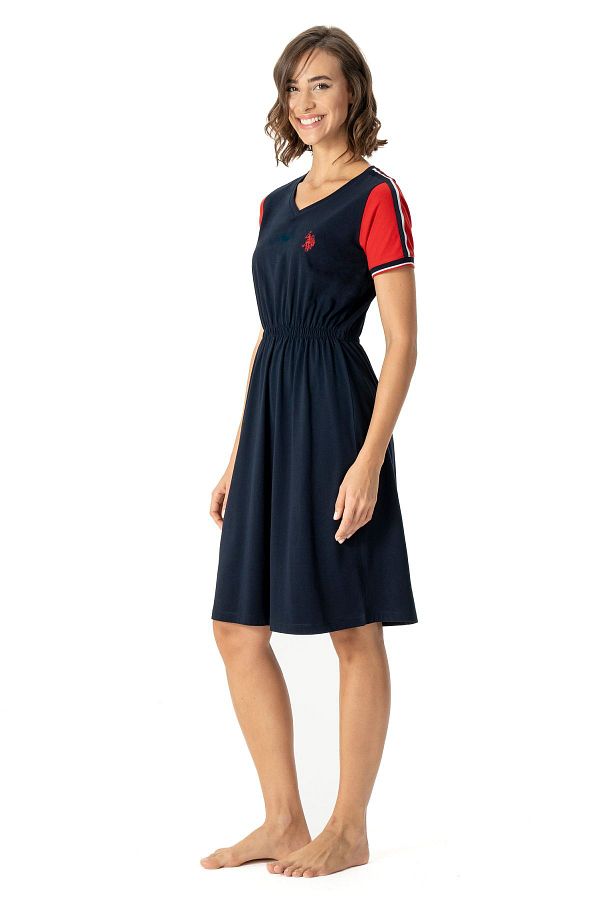 U.S. Polo Assn.-BCP U.S. Polo Assn. Női sötétkék V-nyakú kényelmes hálóing BCP EAGC.B1ONN.I.E.C.7LD0.E0.1.EABP 1