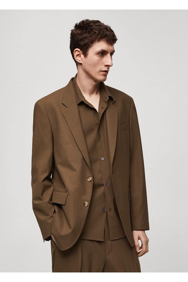 MANGO Man-Regular Cut Cold Wool Blazer Jacket 1