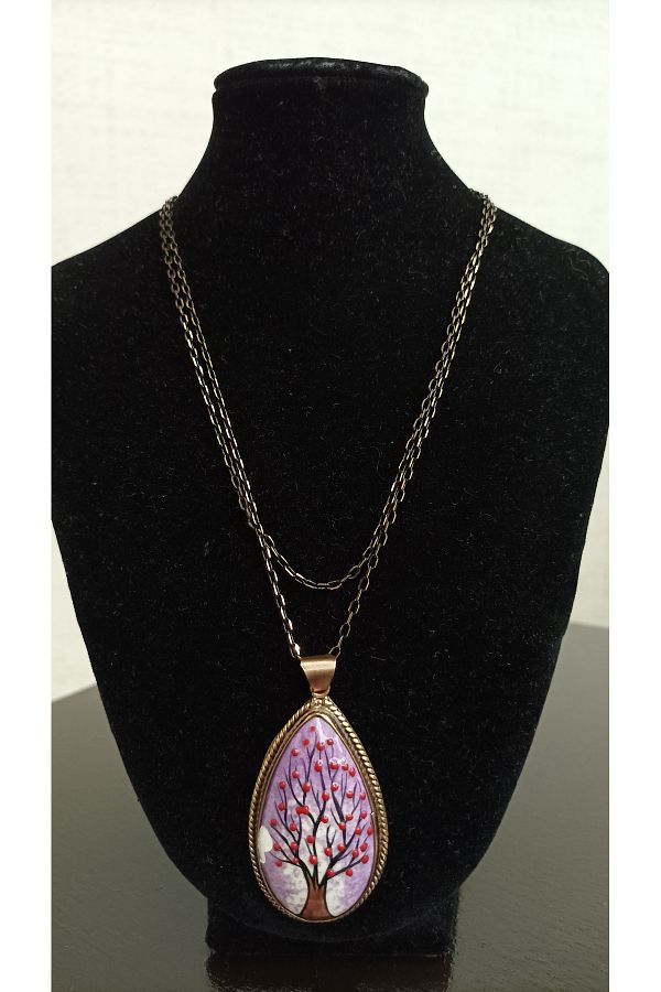 BRC Collection-Women's Natural Stone Framed Necklace 1