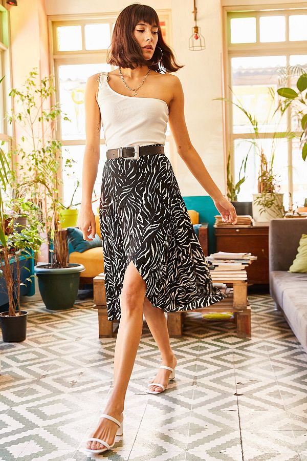 Olalook Women s Black Zebra Wrap Skirt ETK 19000154 Trendyol