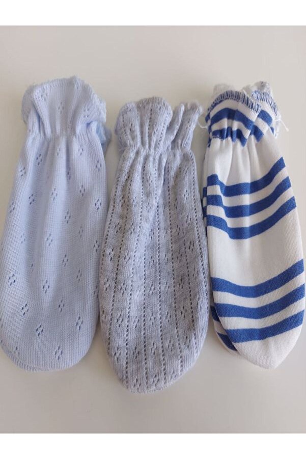 Caramell Unisex Bebek Mavi  Eldiven Seti Mix45 3'lü