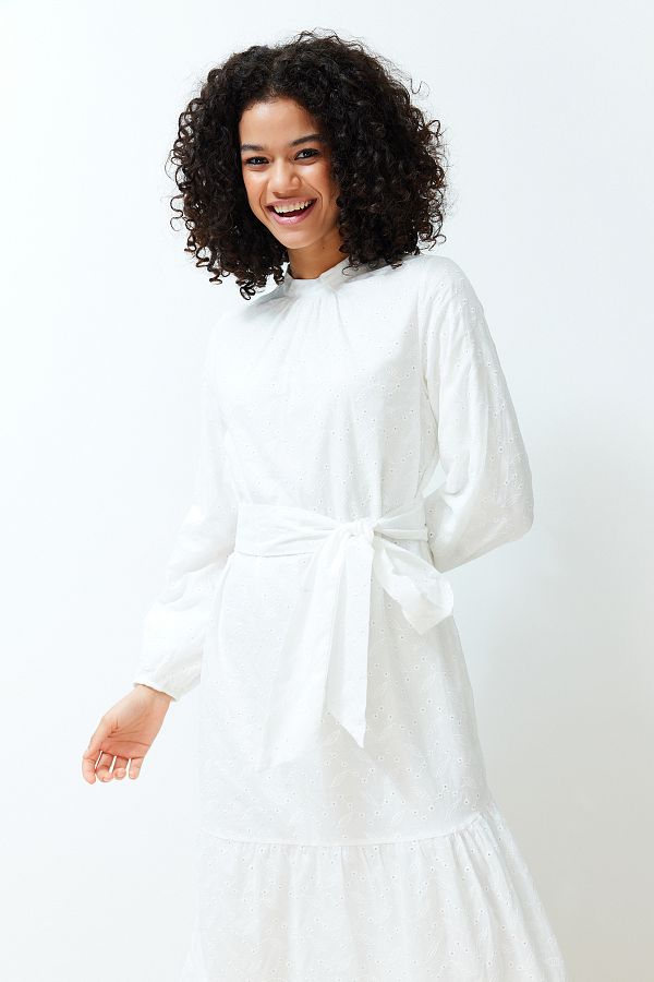 Modest white lace dress top