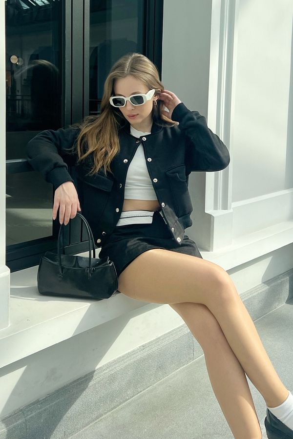 Bianco Lucci-Damen-Bomberjacke mit drei Fäden in Roségold und zwei Taschen 1
