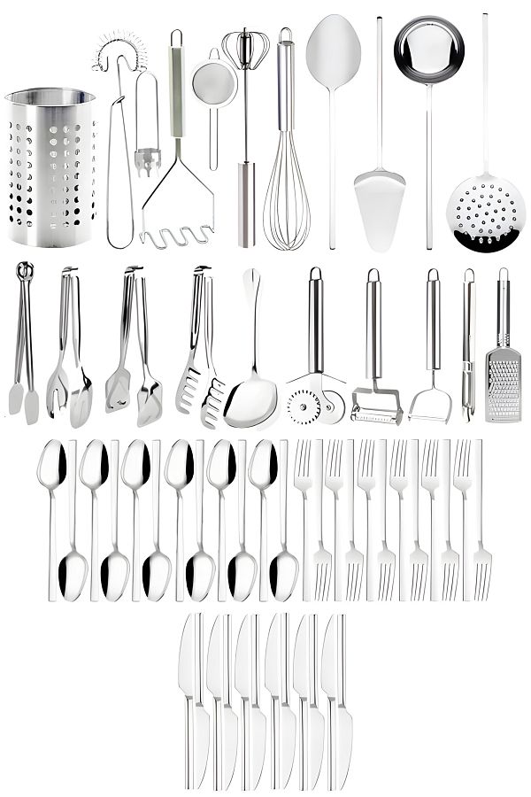 Selenica-Daily Cutlery Set 12 Person Cutlery Set and Metal Kitchen Utensils 1