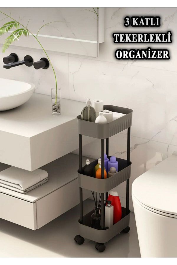 TRUSTMODA-Lisbon Multi-Purpose 3-Tier Under-Sink Organizer In-Cabinet Under-Counter Organizer with Wheels 1