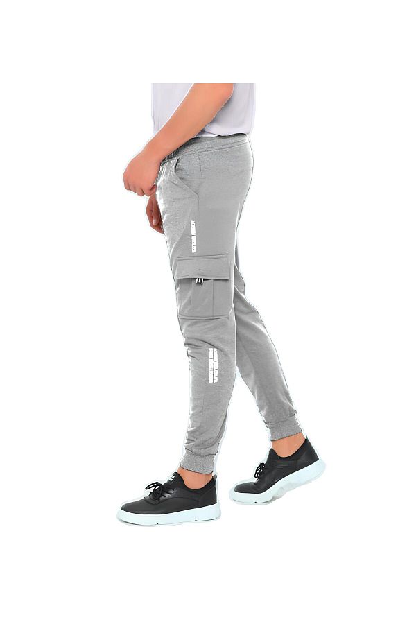 jackell Unisex Light Gray Commando Pocket Printed Jogger Trendyol
