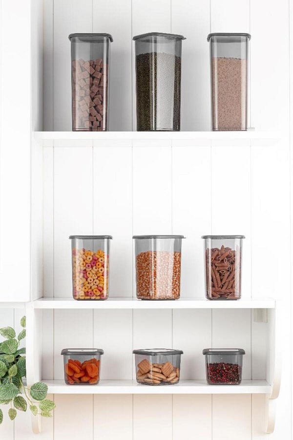 simplicity-Set of 9 Tidy Square Food and Spice Storage Container 1