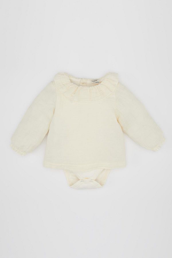 DeFacto-Langarm-Musselin-Body für Neugeborene (Mädchen) mit Druckknöpfen B9478A524SP 1