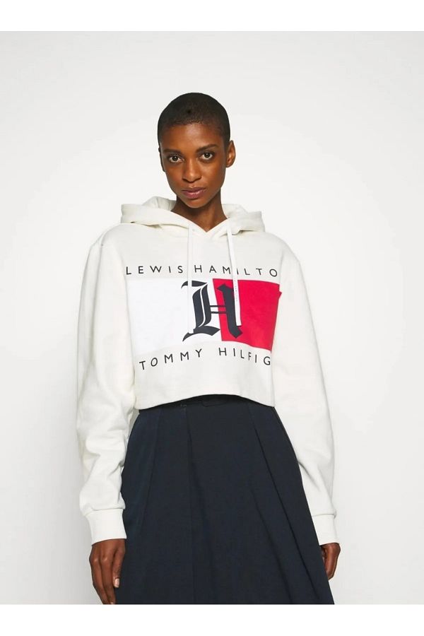 Tommy Hilfiger Lh Fleece Logo Cropped Hoodie Trendyol