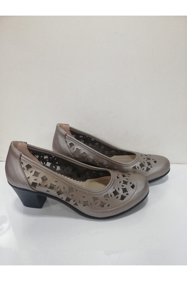 Şenkardeşler-Women's Metallic Large Size Low Heel Shoes 1