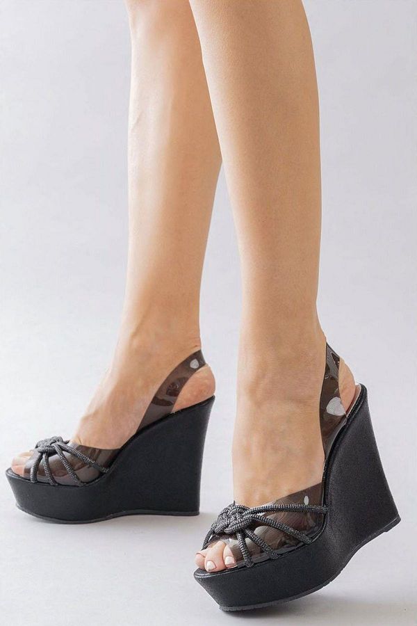 La Scada 6344 Black Wedge Sole Women s Evening Dress Shoes Trendyol
