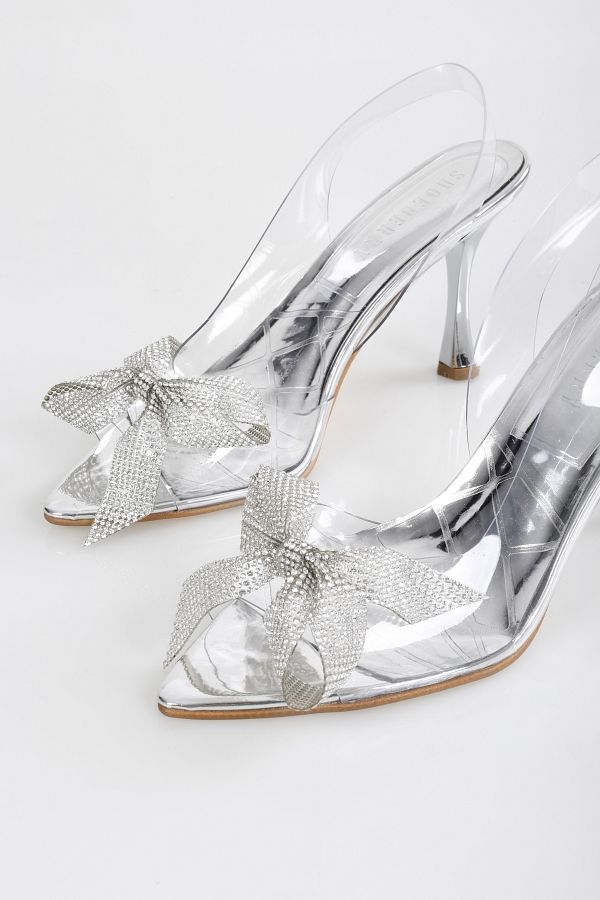 Silver jewelled heels top