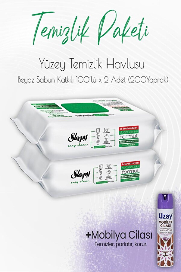 Sleepy Beyaz Sabun Temizlik Havlusu 200 Yaprak Ve Mobilya Cilası Lavanta