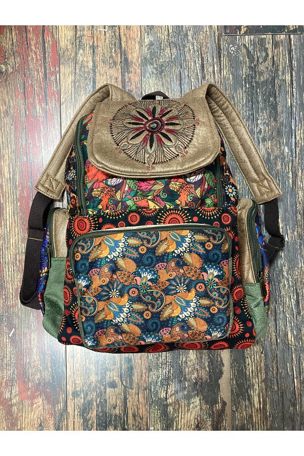 Street Bag Patchwork Design Ethnic Authentic Bohemian Backpack Daily Travel Use Parted Pattern Trendyol