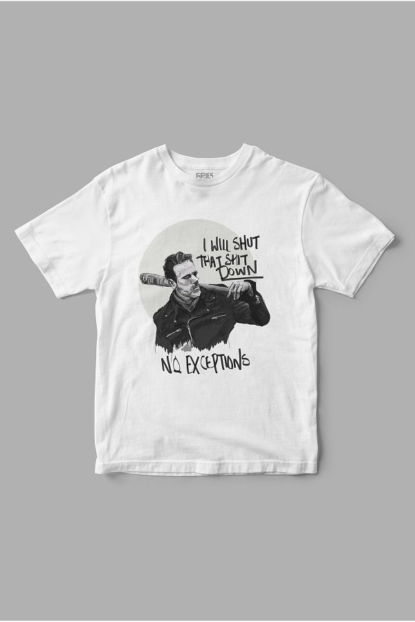 Gries-No Exceptions" Negan The Walking Dead TWD Printed T-Shirt 1
