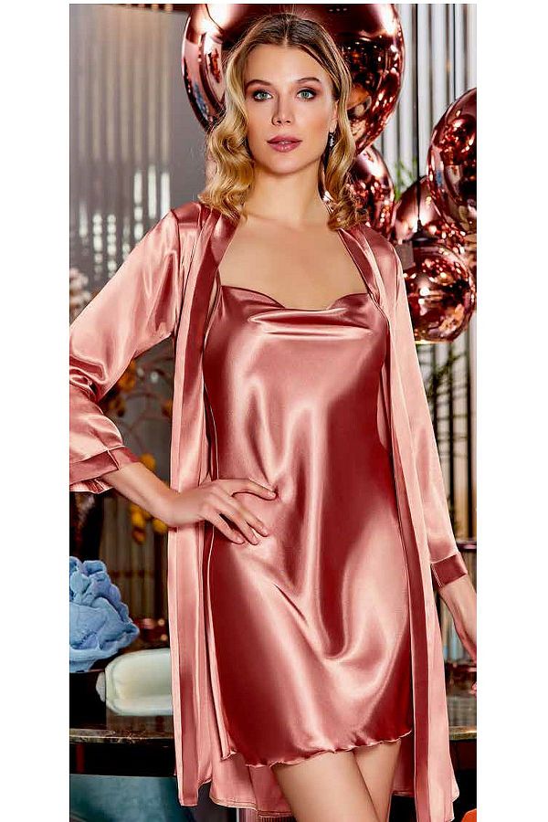 Jeremi Satin Nightgown Dressing Gown Set - Trendyol