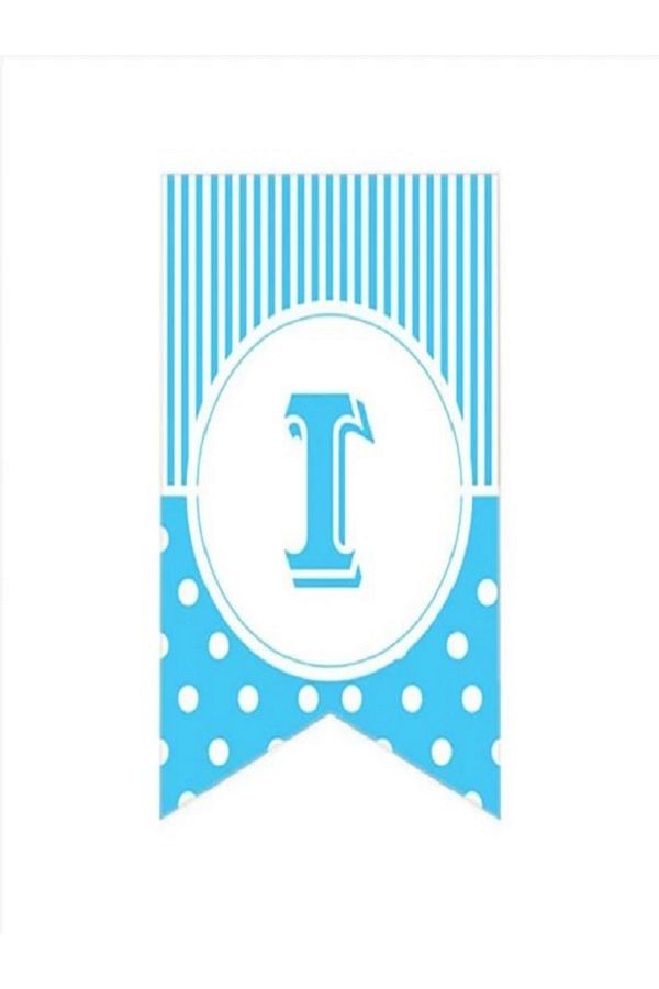Kazanabil-BLUE COLORED POINTED FLAM FLAG LETTERS I LETTER 1
