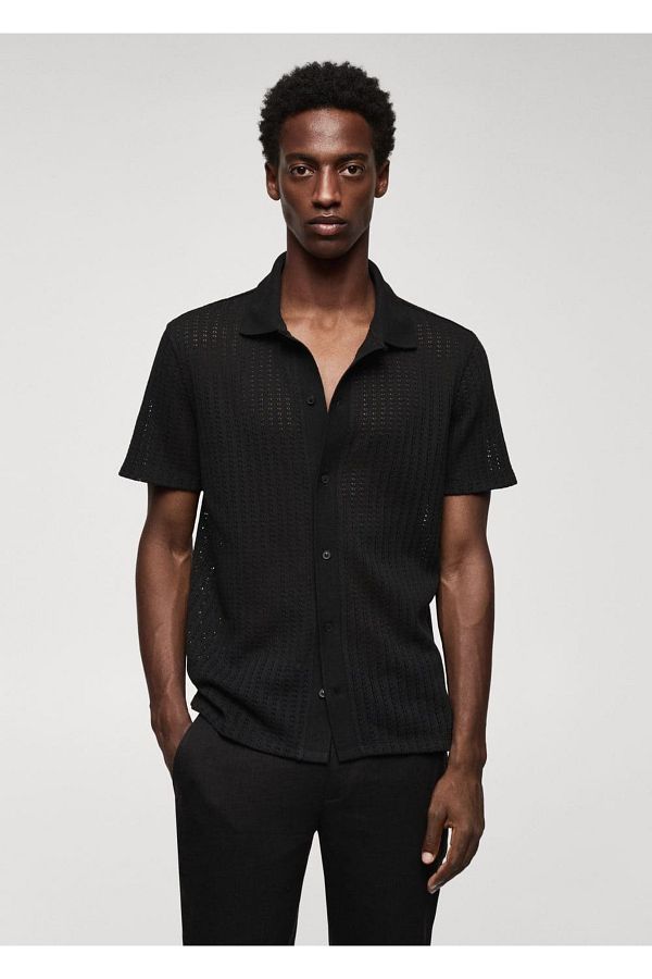 MANGO Man-Häkel-Poloshirt aus Baumwolle mit Knöpfen 1