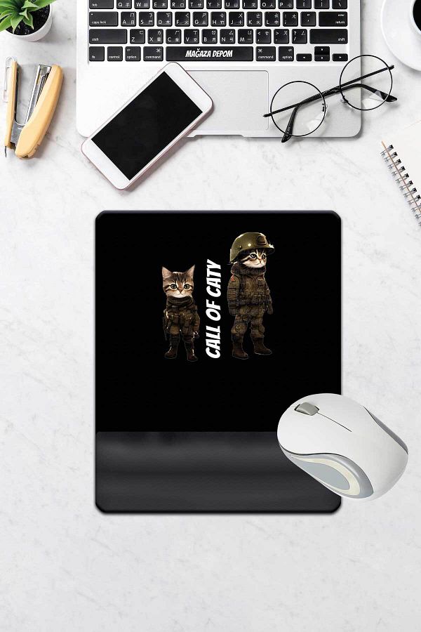 Hediyexpres-Stylish Mouse Pad Call of Caty Printed Stylish Mouse Pad with Rectangular Wrist Rest - Stylish Mouse Pad with Cat 1