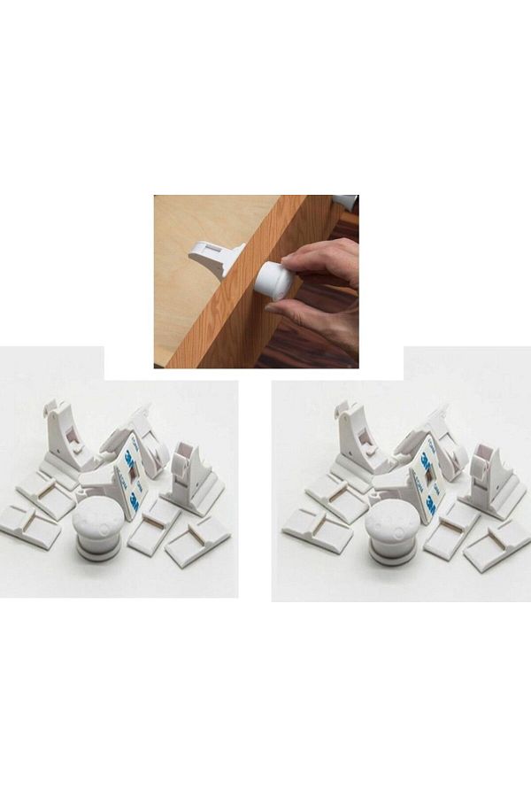Hdg-Hidden Magnetic Cabinet And Drawer Lock Magnetic Security Lock Set of 8 1