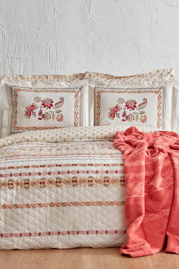 Karaca Home Carme Double Pomegranate Flower Blanket Set Winter Set Trendyol