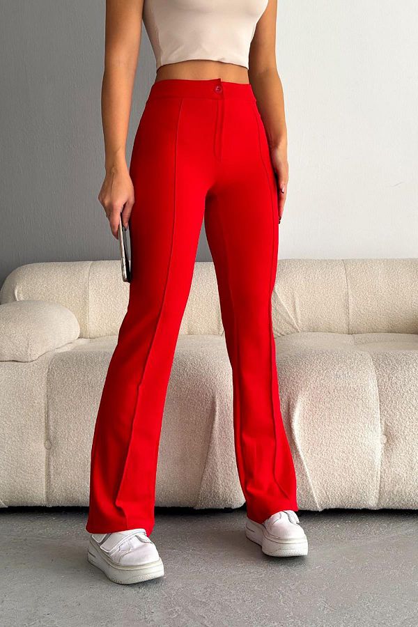 Deafox-Rote importierte Crêpe-Hose aus Lycra mit Streifen 1