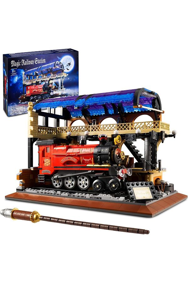 Sillbird-Magic Train Station Mini blocks Building Set, Retro Train Model STEM Projects for Age +8, 1259 pieces 1