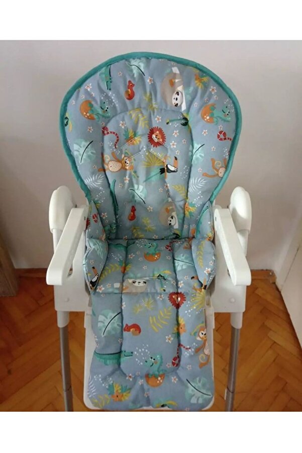 Wenaris Çift Taraflı % 100 Pamuk Mama Sandalyesi Minderi (KEMER GEÇME YERLERİ VARDIR)