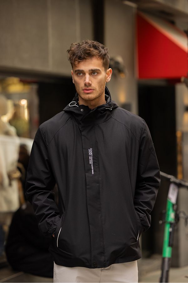 3MODA Men s Lined Water Resistant Hooded Raincoat Trendyol