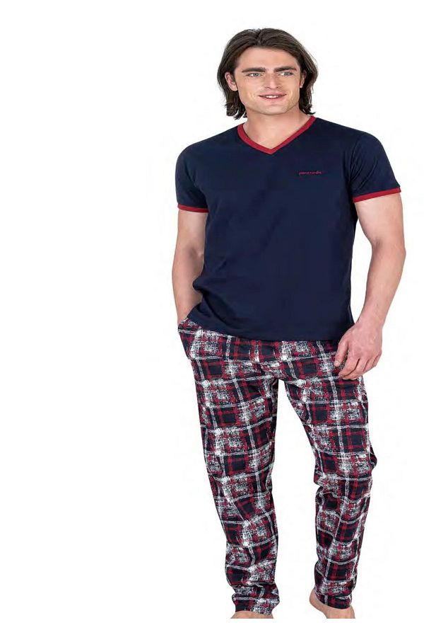 Pierre Cardin Men s Short Sleeve Sleepwear Set with Plaid Pattern Trendyol