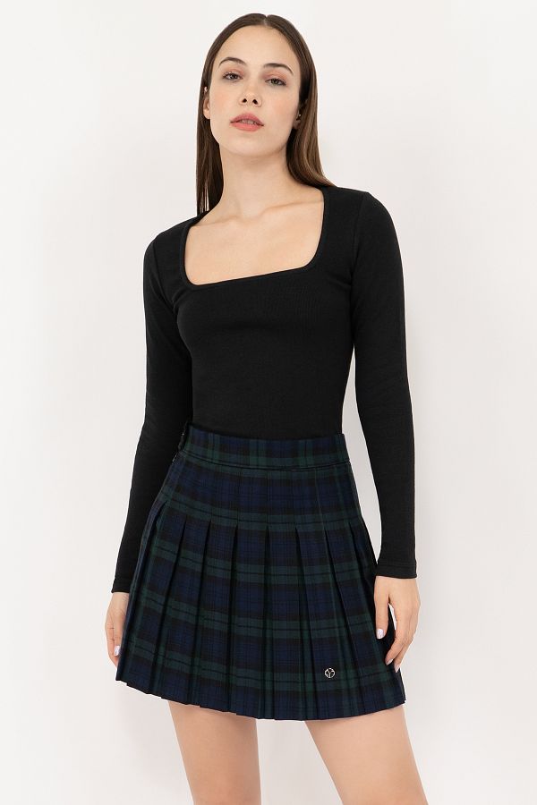 Soyo Women s Green Plaid Pleated Mini Skirt Trendyol